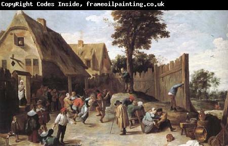TENIERS, David the Younger Peasants dancing outside an Inn (mk25)